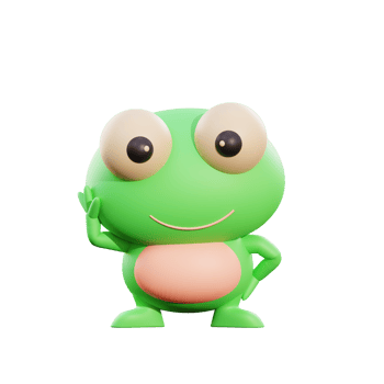 Cute frog 3d illustration png