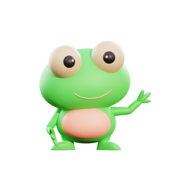 Cute frog 3d illustration png