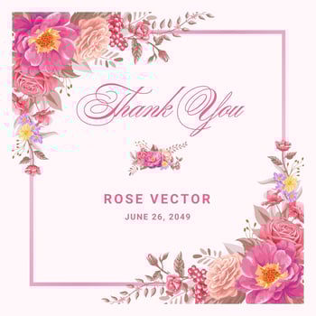 Beautiful Rose Flower and botanical leaf digital painted illustration for love wedding valentines day or arrangement invitation design greeting card vector