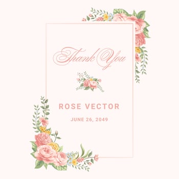 Beautiful Rose Flower and botanical leaf digital painted illustration for love wedding valentines day or arrangement invitation design greeting card vector