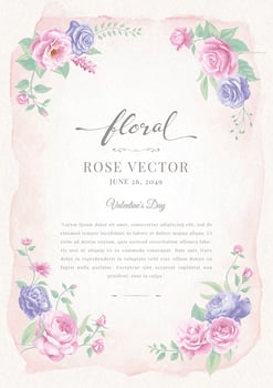 Beautiful Rose Flower and botanical leaf digital painted illustration for love wedding valentines day or arrangement invitation design greeting card vector