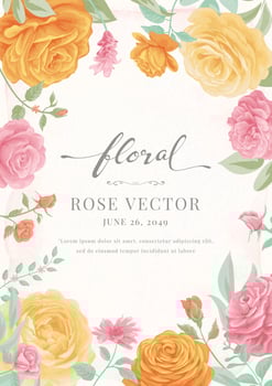 Beautiful Rose Flower and botanical leaf digital painted illustration for love wedding valentines day or arrangement invitation design greeting card vector