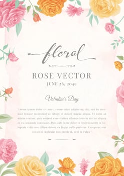 Beautiful Rose Flower and botanical leaf digital painted illustration for love wedding valentines day or arrangement invitation design greeting card vector