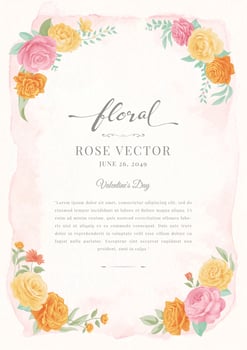 Beautiful Rose Flower and botanical leaf digital painted illustration for love wedding valentines day or arrangement invitation design greeting card vector