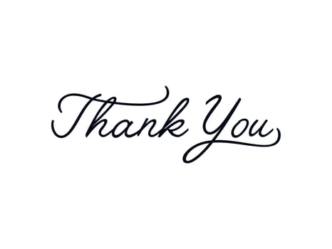 Thank You Text Handwritten Lettering Calligraphy isolated on White Background. Greeting Card Vector Illustration.