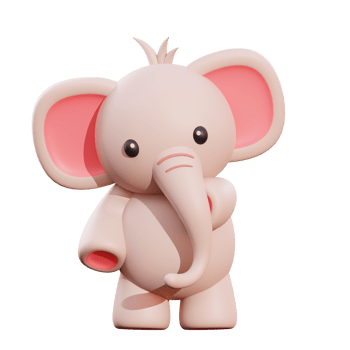 Cute elephant 3d illustration png