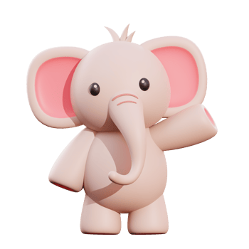 Cute elephant 3d illustration png