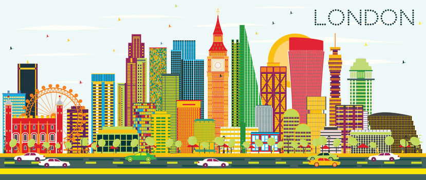 Abstract London Skyline with Color Buildings. vector