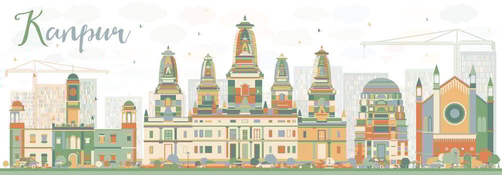 Abstract Kanpur Skyline with Color Buildings. vector