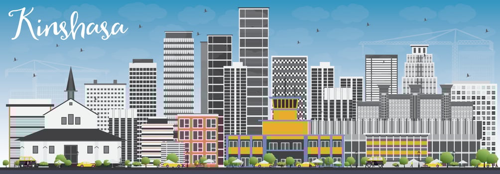 Kinshasa Skyline with Gray Buildings and Blue Sky. vector