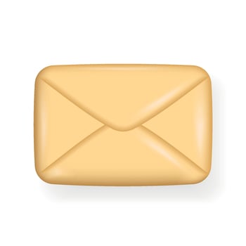 Internet mail, email, envelope, spam. Realistic 3d emoji symbol. Abstract cartoon design. Isolated on white background. Vector illustration