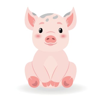 Cute baby pig little chracter for kids. Flat vector illustration