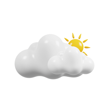 Weather forecast icon. Cloudy day, cloudy with sun. Meteorology sign. 3D rendering. png
