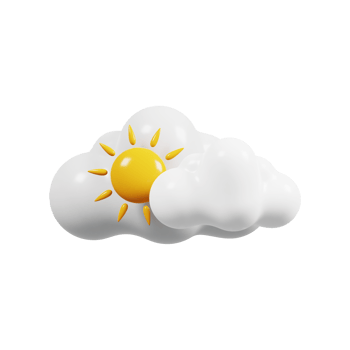 Weather forecast icon. Cloudy day, cloudy with sun. Meteorology sign. 3D rendering. png