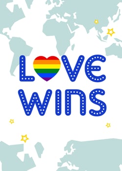 Love wins lgbt support poster vector