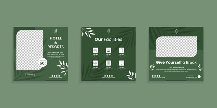 Hotel and Resorts Social Media Post Template vector