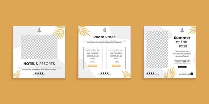 Hotel and Resorts Social Media Post Template vector
