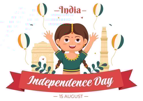 Happy Indian Independence Day which is Celebrated Every August with Flags, People Character and Ashoka Wheels in the Cartoon Style Illustration vector