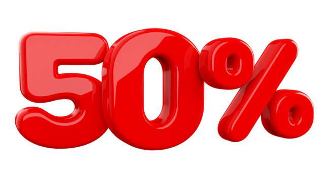 Sale 50 percent red 3d Element png