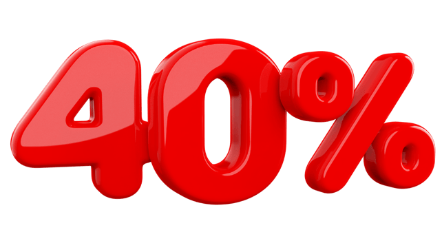 Sale 40 percent red 3d Element png