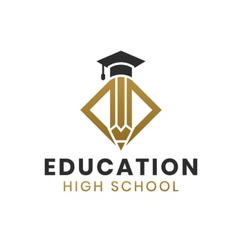 academic graduation cap with pencil education logo for school, university, college, graduate vector