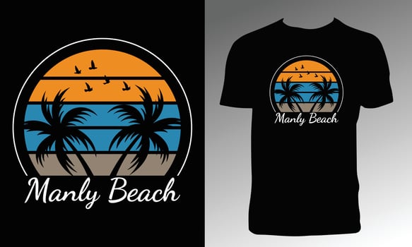 Manly Beach T Shirt Design vector