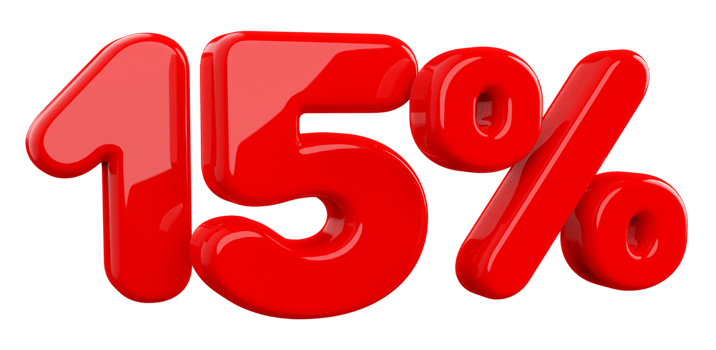 Sale 15 Percent Red 3D png