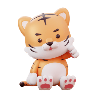 3d chinese new year mascot tiger with transparent background png