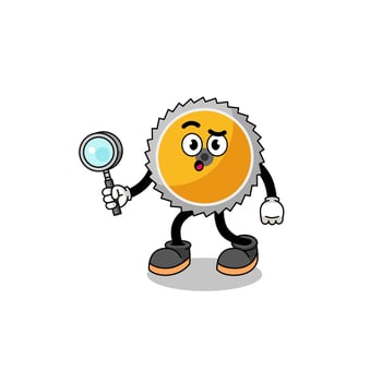Mascot of saw blade searching vector