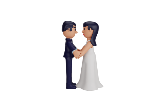 3d character romantic wedding couple moments png