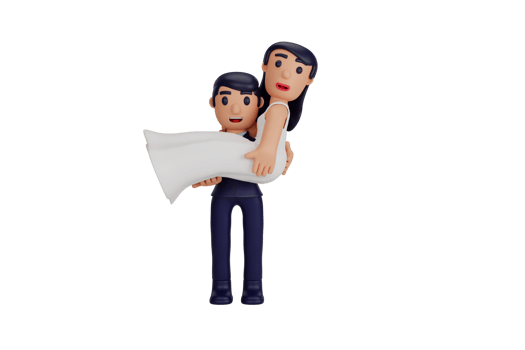 3d character romantic wedding couple moments png