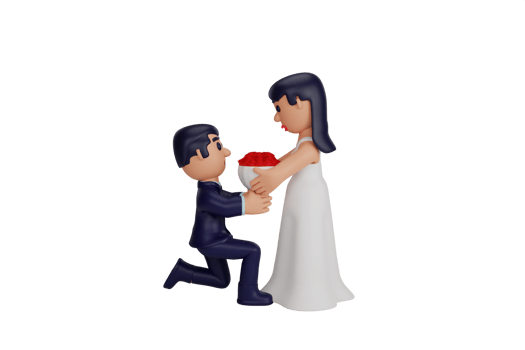 3d character romantic wedding couple moments png