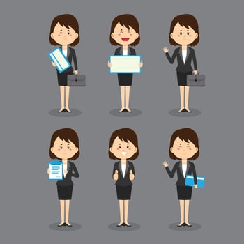 Business Woman with Various Poses Expressions vector
