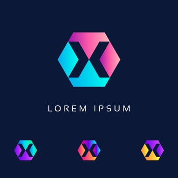 x letter logo colorful unique creative letter logo and icon design vector