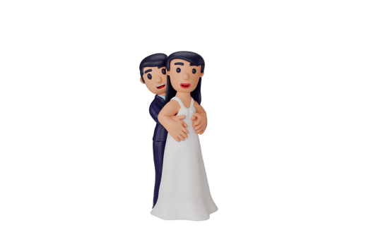 3d character romantic wedding couple moments png