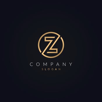 Z letter Abstract logo template - circle Z sign vector golden color icon