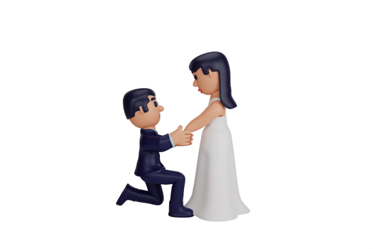 3d character romantic wedding couple moments png