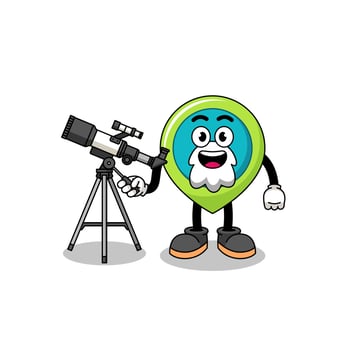 Illustration of location symbol mascot as an astronomer vector