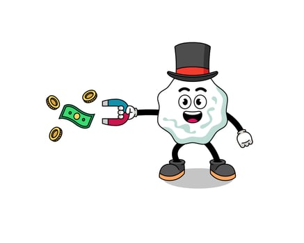 Character Illustration of chewing gum catching money with a magnet vector