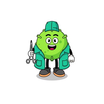 Illustration of virus mascot as a surgeon vector