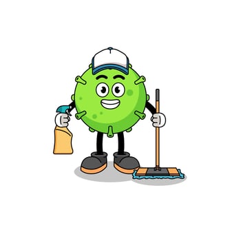 Character mascot of virus as a cleaning services vector
