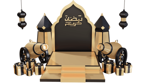 ramadan icon with 3d podium and islamic drum png