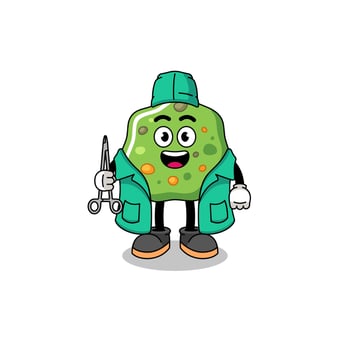 Illustration of puke mascot as a surgeon vector