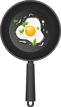 Fried egg in pan clipart design illustration png