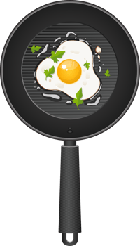 Fried egg in pan clipart design illustration png