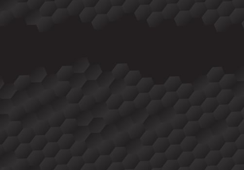 Honeycomb shape black Background have copy space, polygon pattern, light and shadow on dark background, Embossed Hexagon vector