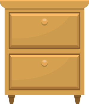 Retro wooden bedroom furniture clipart design illustration png