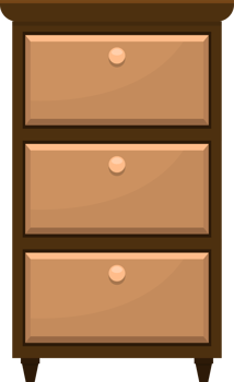 Retro wooden bedroom furniture clipart design illustration png