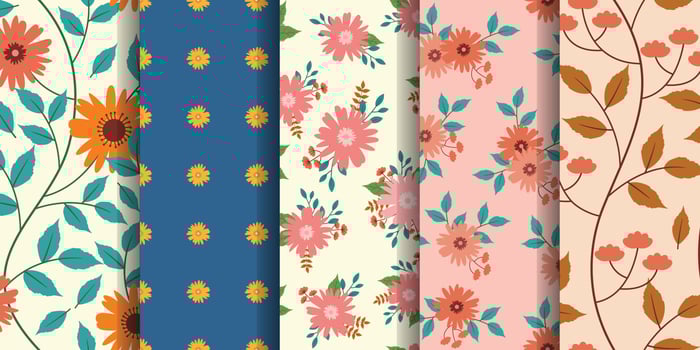 Floral digital paper romantic flower seamless pattern vector