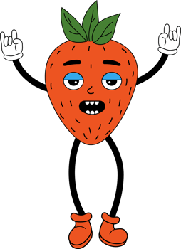 Funny cartoon character strawberrywith gloved hands and feet png